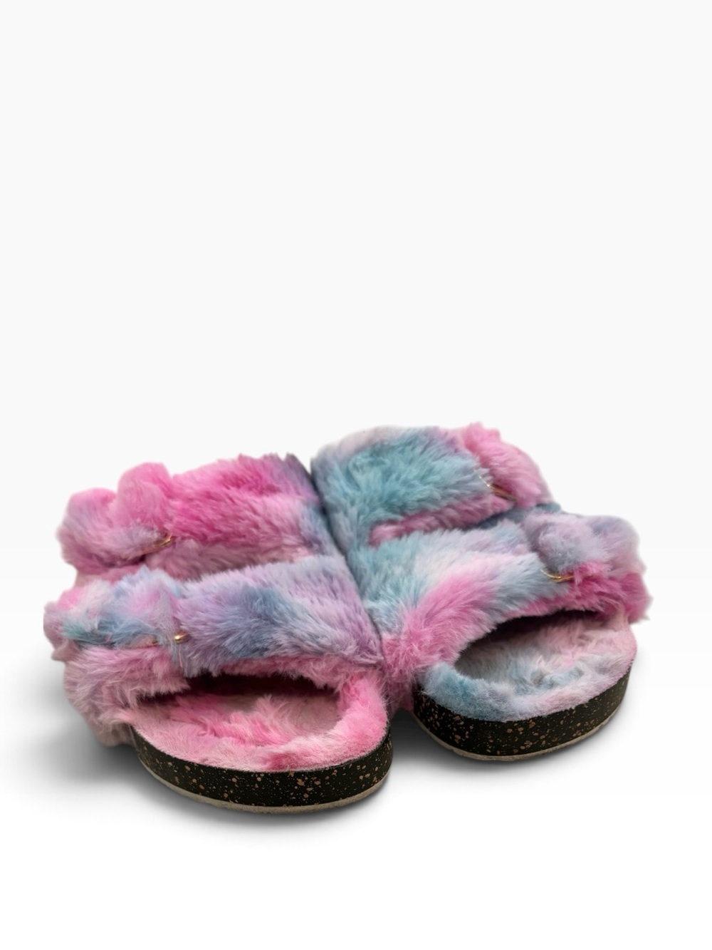 Secret Treasures Cotton Candy colored fur slides- size 9-9.5
